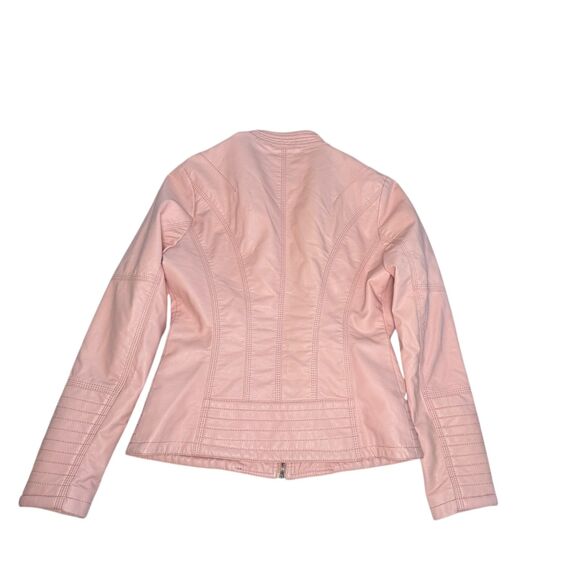 LA Coalition Faux Leather Pink or Green Moto Jacket- Size Small - Picture 4 of 16